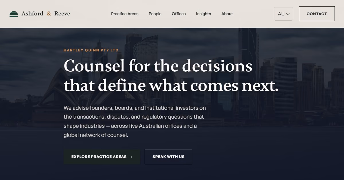 Hartley Quinn Australia — law firm website design for a Sydney-led practice
