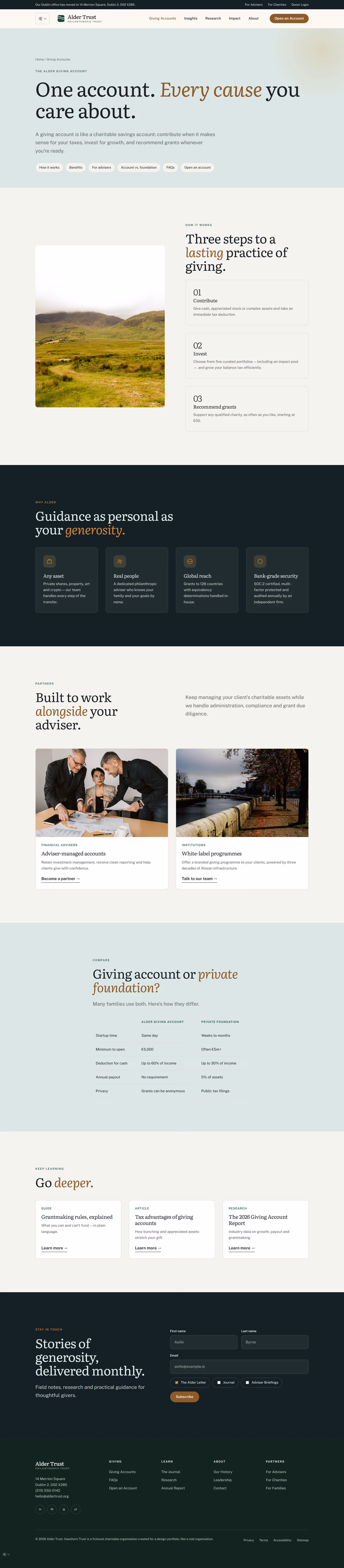 Hawthorn Trust Ireland: Homepage and key journeys