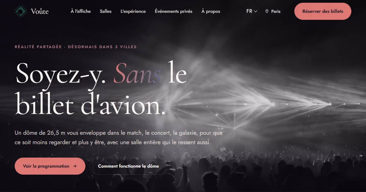 Voûte France : webdesign pour une marque de salles de réalité partagée
