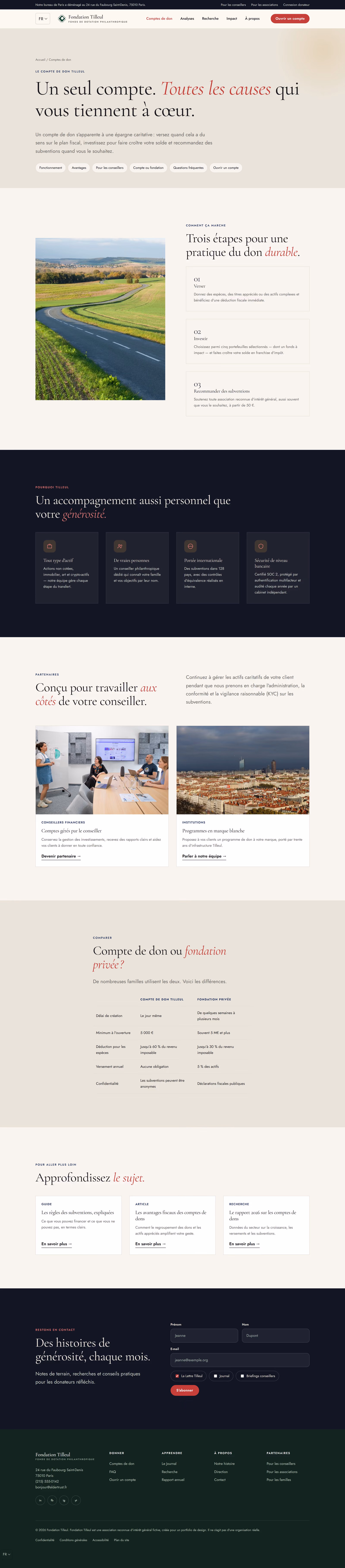 Fondation Tilleul France: Accueil et parcours clés