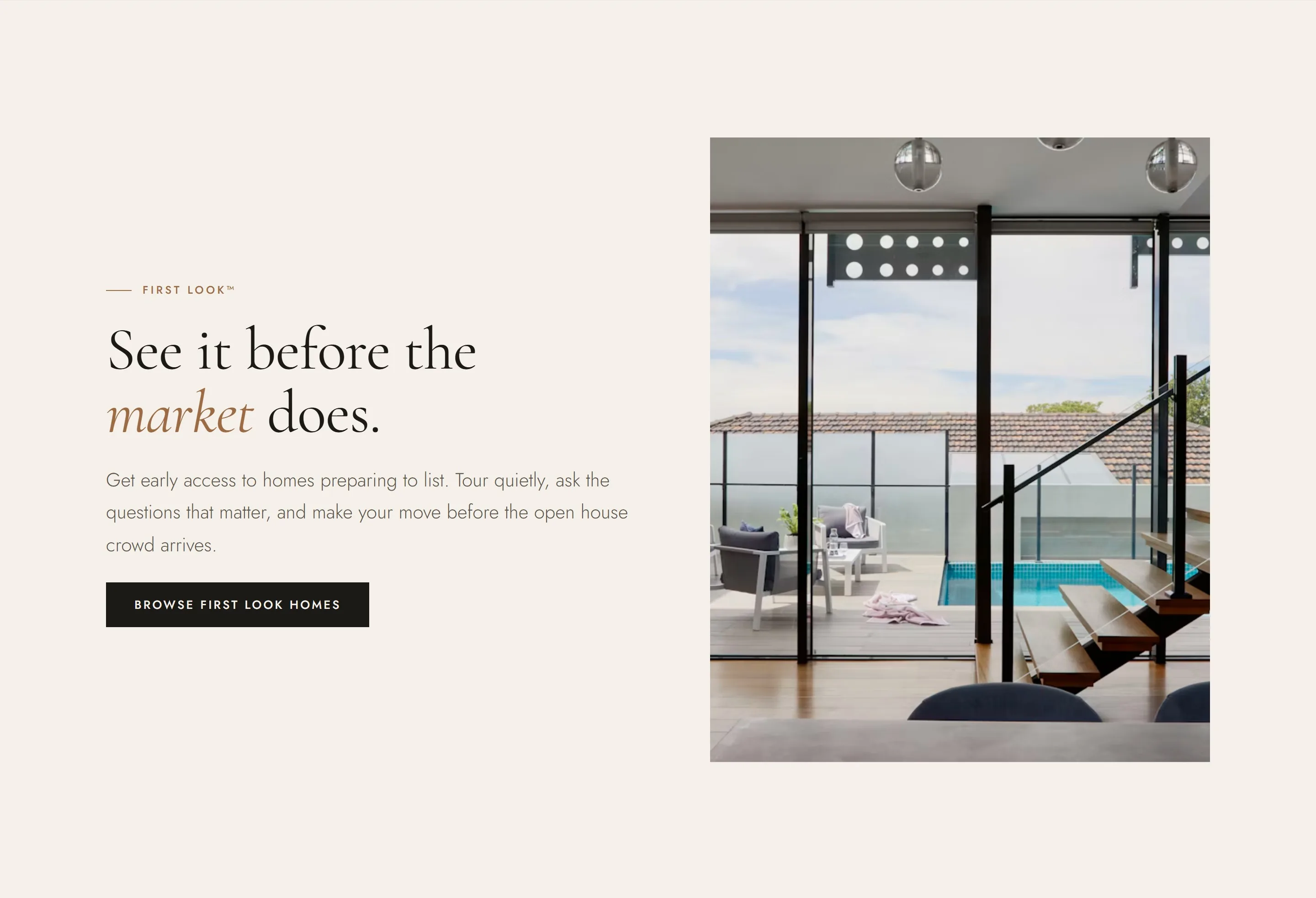 Pre-market listing feature on a luxury real estate website