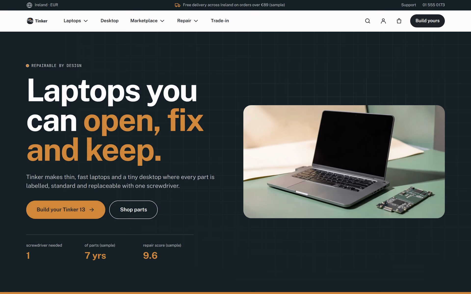 Tinker Ireland: Homepage, configurator and marketplace