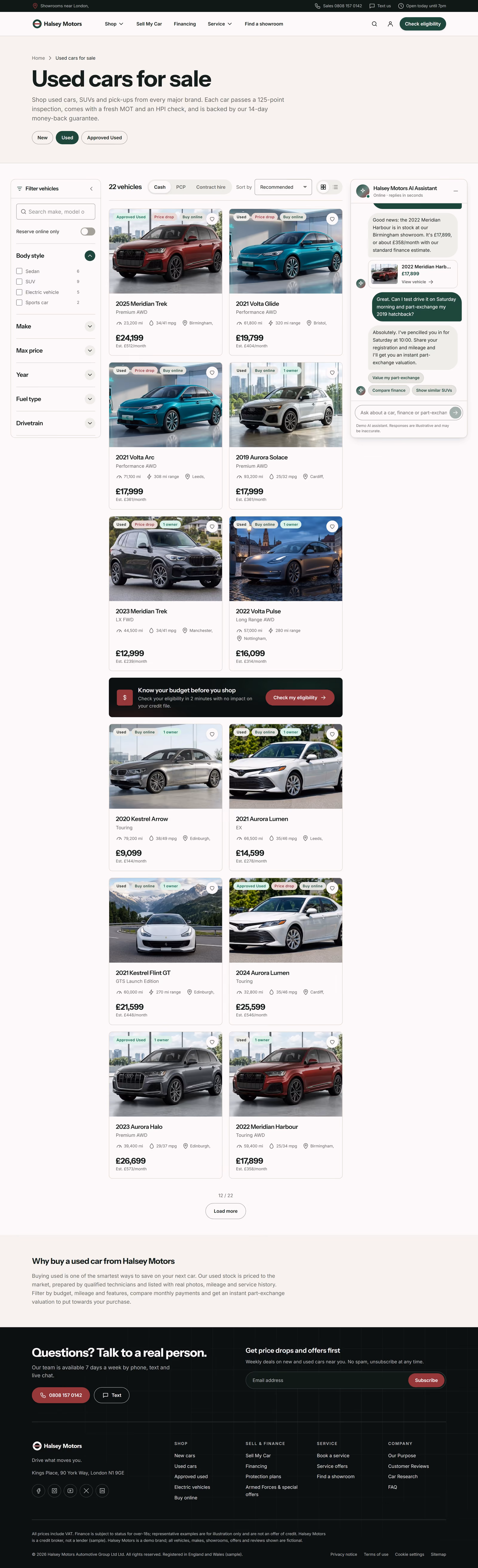 Halsey Motors UK: Homepage, inventory and finance
