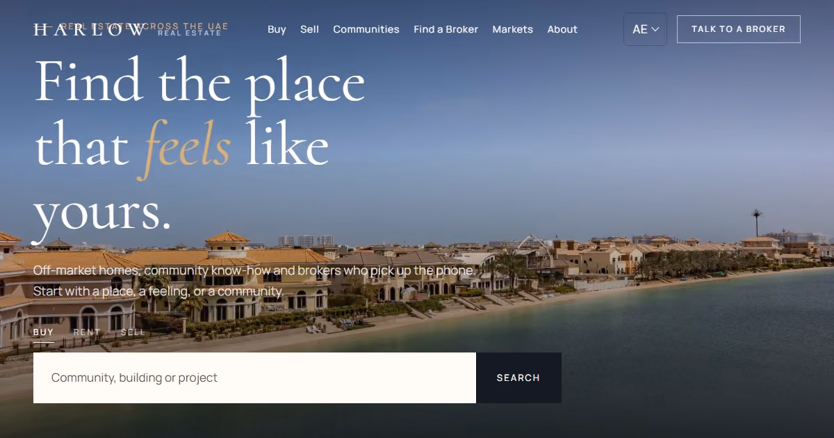 Harlow UAE - real estate website design for a Dubai brokerage