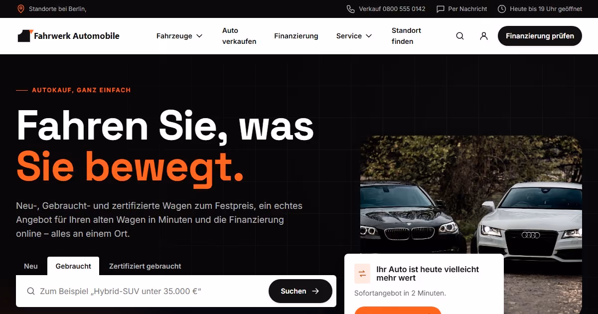 Fahrwerk Automobile Deutschland: Webdesign für Autohaus-Gruppen