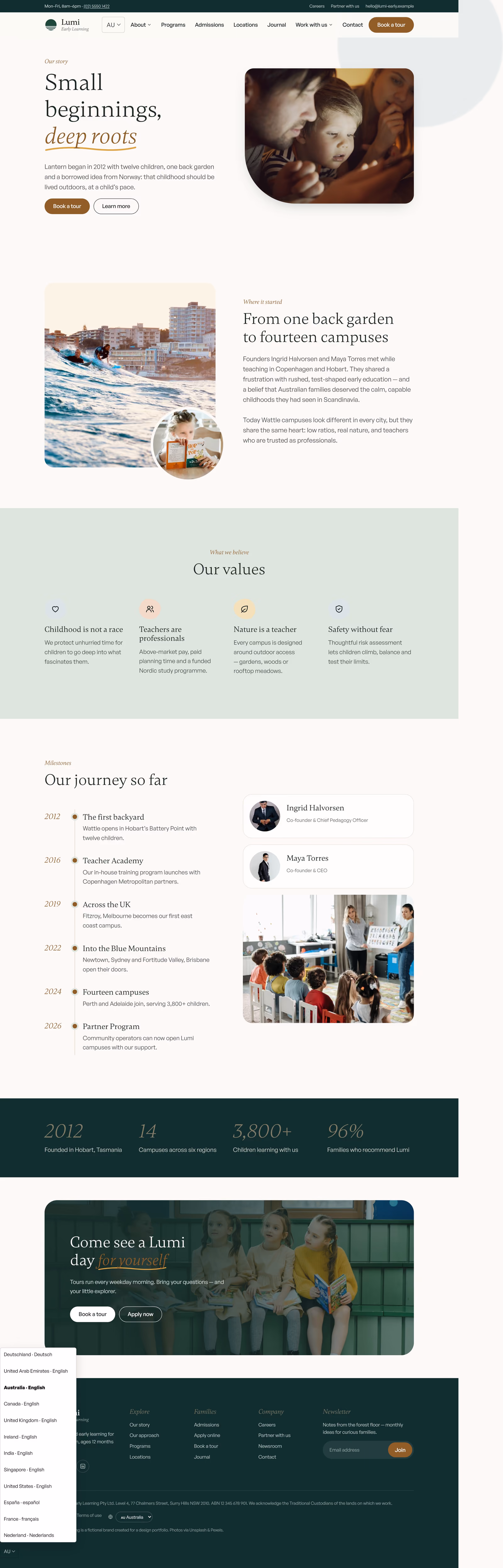 Wattle Early Learning Australia: Homepage and key journeys