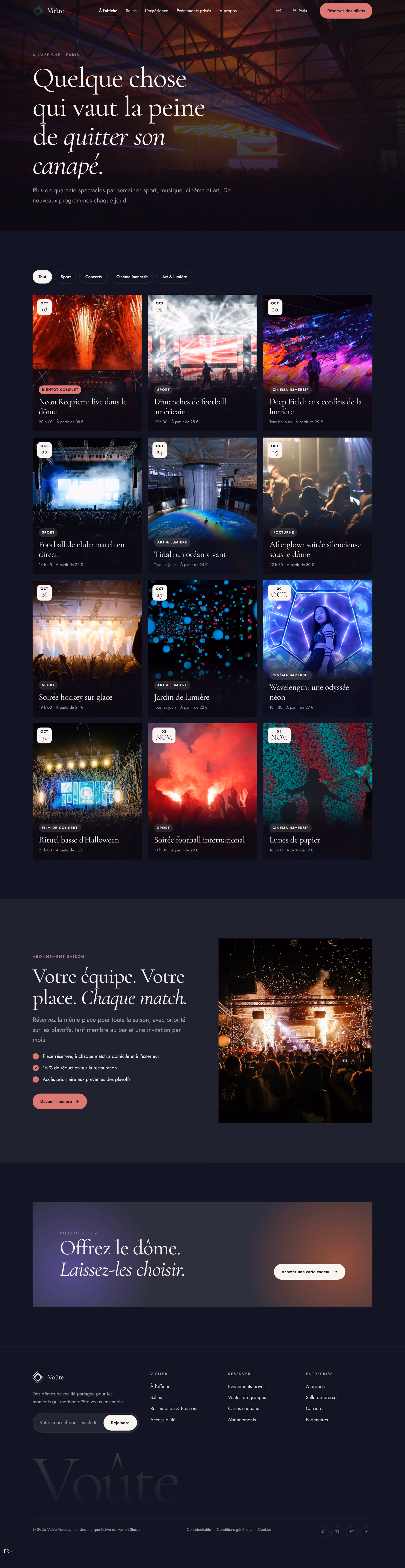 Voûte France: Accueil et parcours clés
