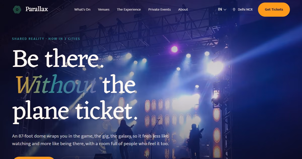 Akash India - entertainment website design for a shared-reality dome brand