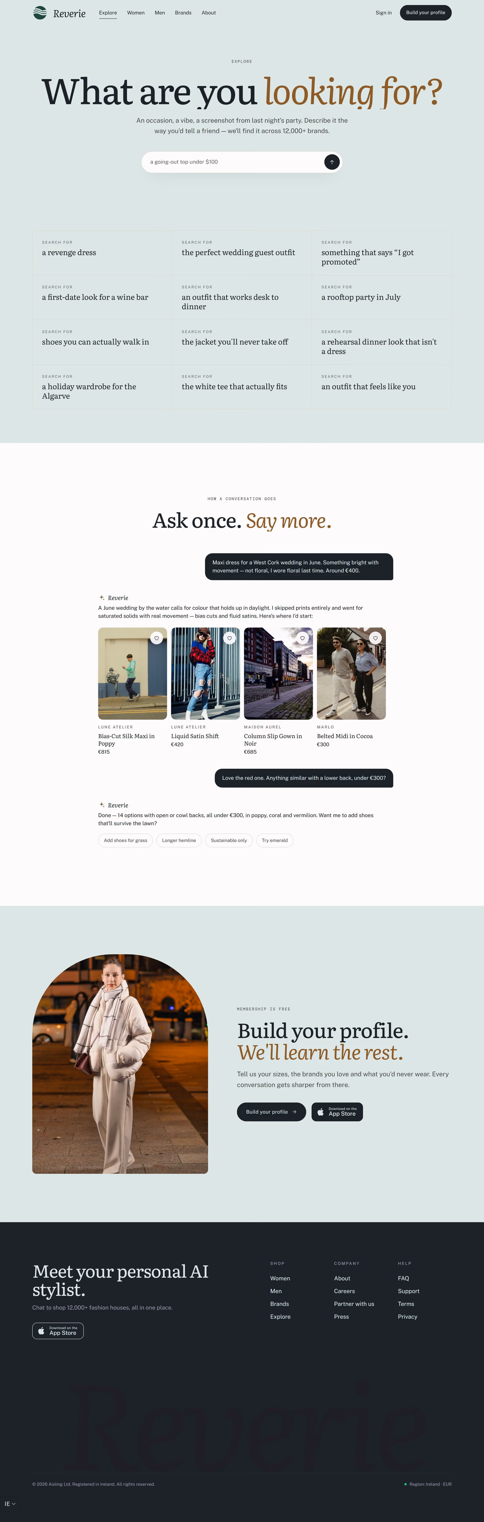 Aisling Ireland: Homepage and key journeys
