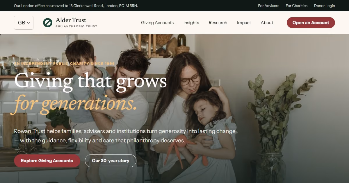 Rowan Trust UK - nonprofit website design and branding for a London-led charitable trust