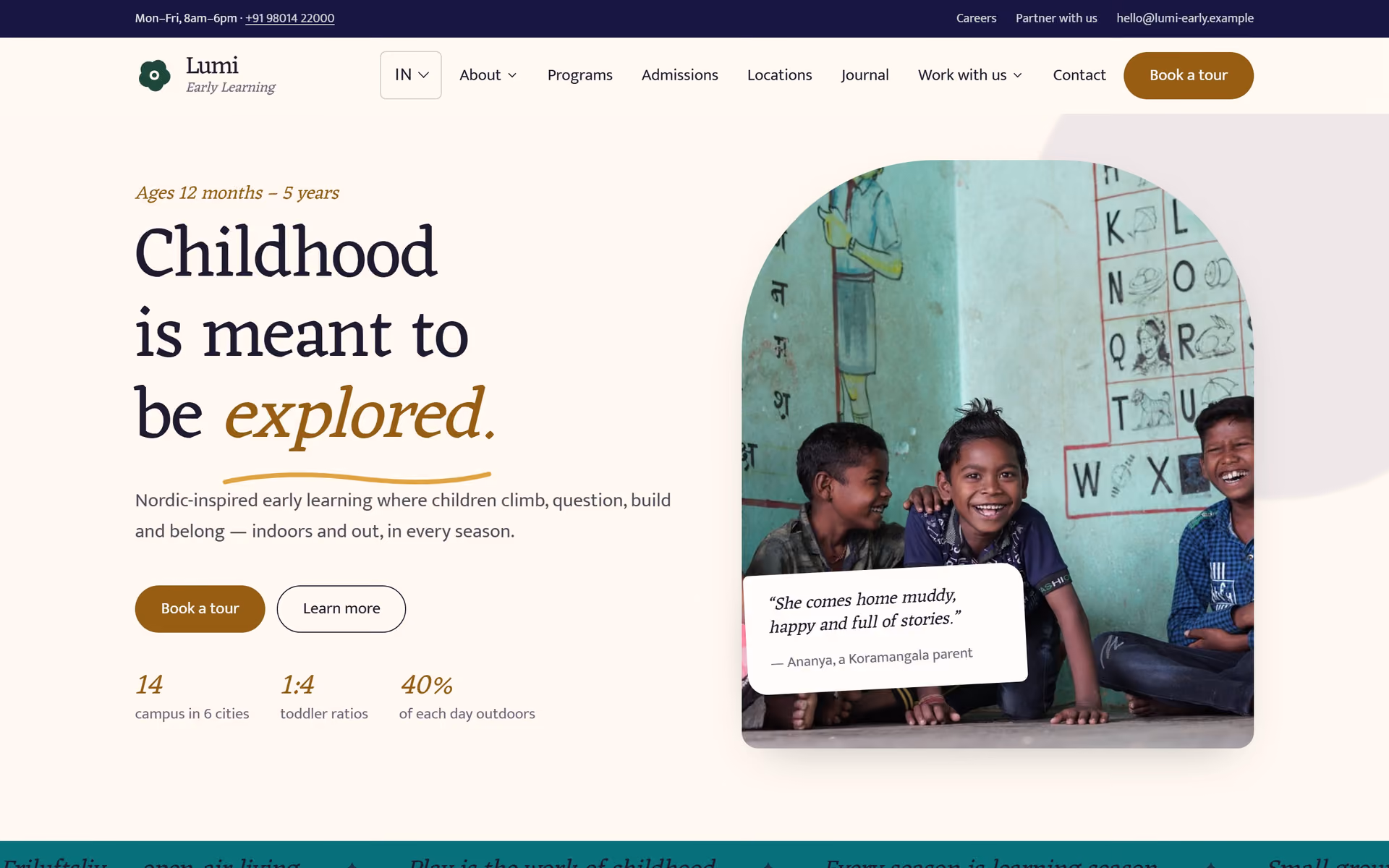 Roshni Early Learning India: Homepage and key journeys
