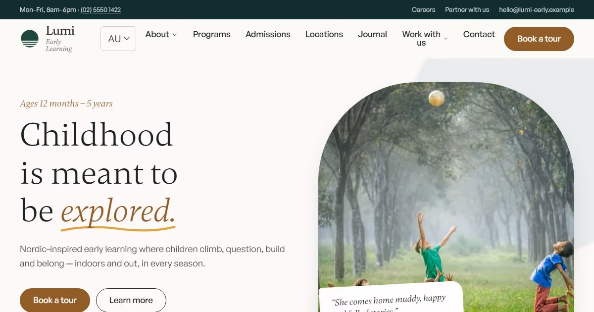 Wattle Early Learning Australia: education website design for curious families