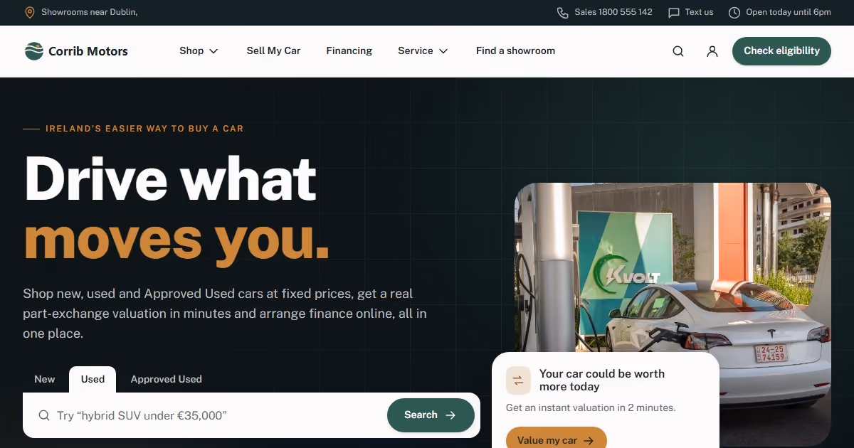 Corrib Motors Ireland — car dealership website design for the Irish market