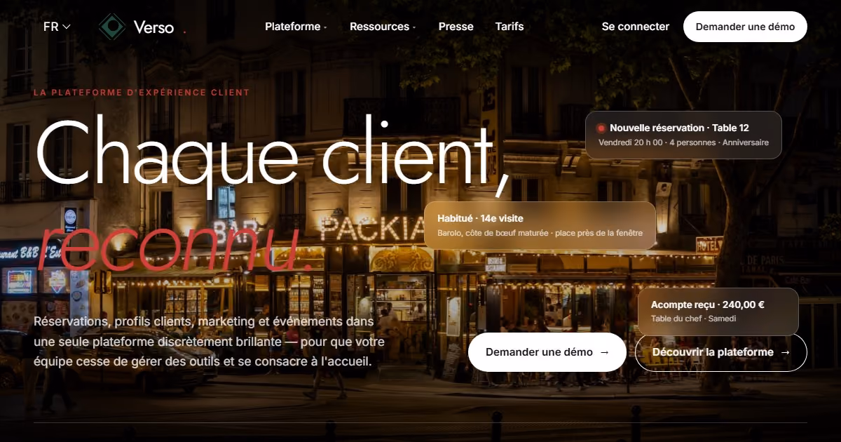 Couvert France - webdesign pour une plateforme d'expérience client en hôtellerie-restauration