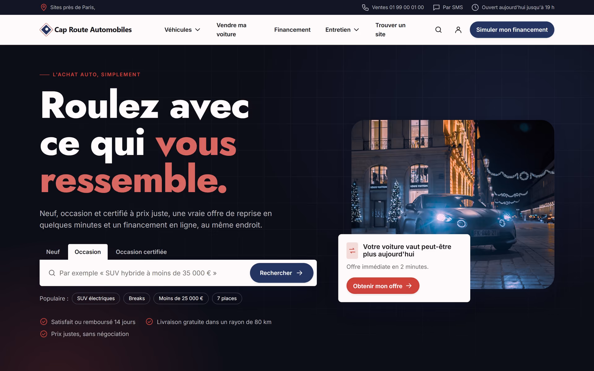 Cap Route Automobiles France: Accueil, stock et financement
