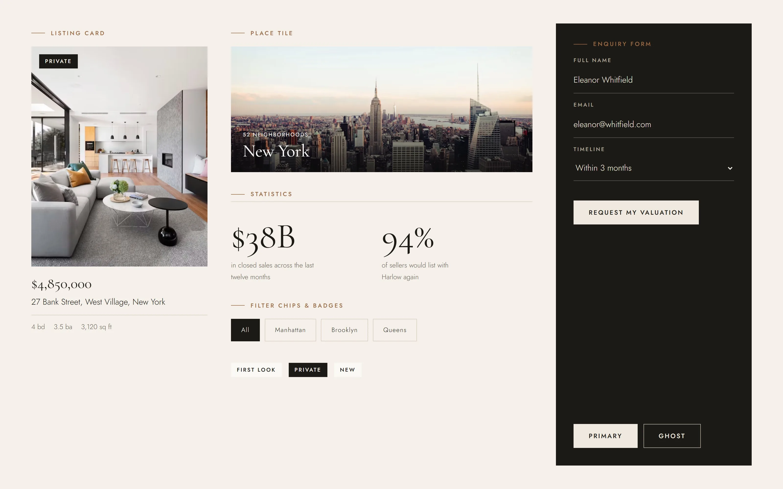 Real estate design system UI components
