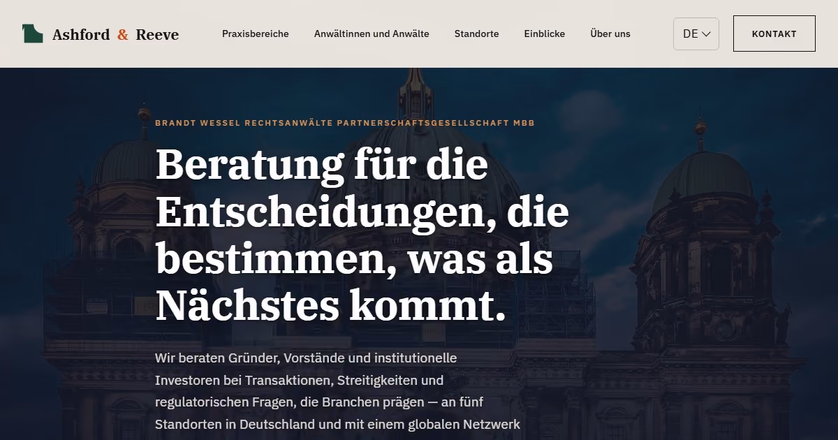 Brandt Wessel Deutschland — Webdesign für eine Wirtschaftskanzlei in Frankfurt am Main