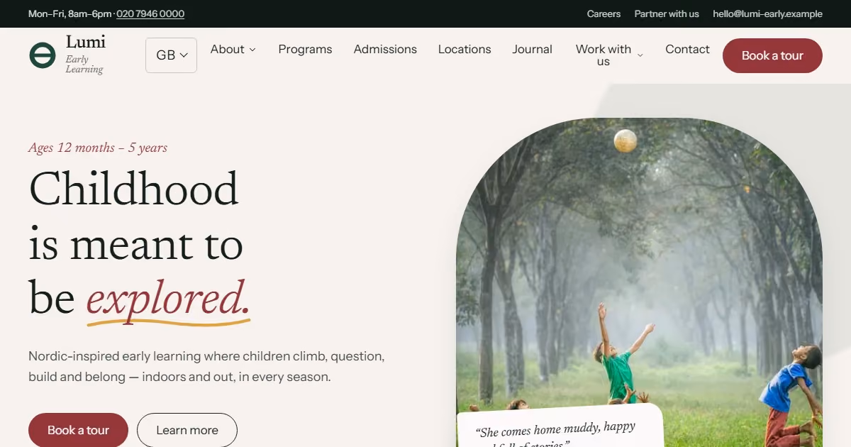 Lantern Early Years: education website design for a Bristol-led nursery network