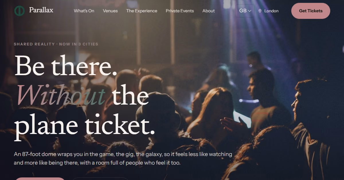 Vantage UK: entertainment website design for a shared-reality venue brand