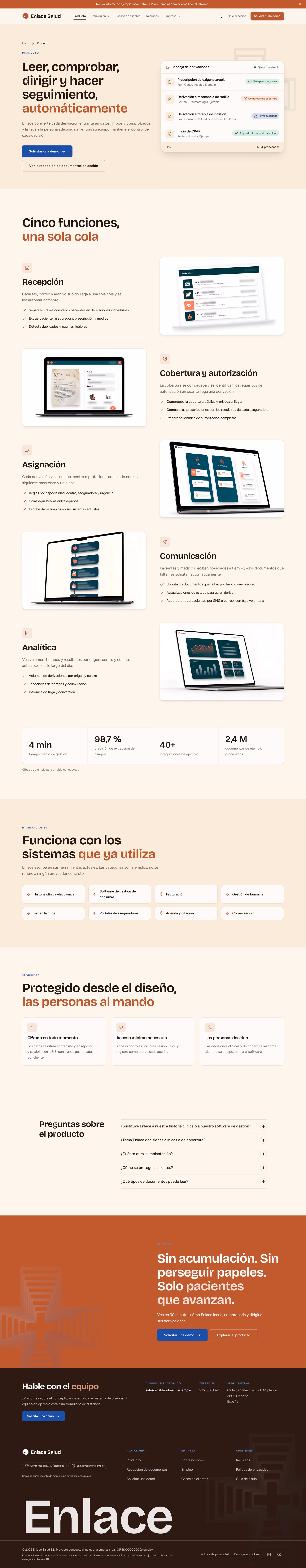 Enlace Salud España: Portada, producto y soluciones