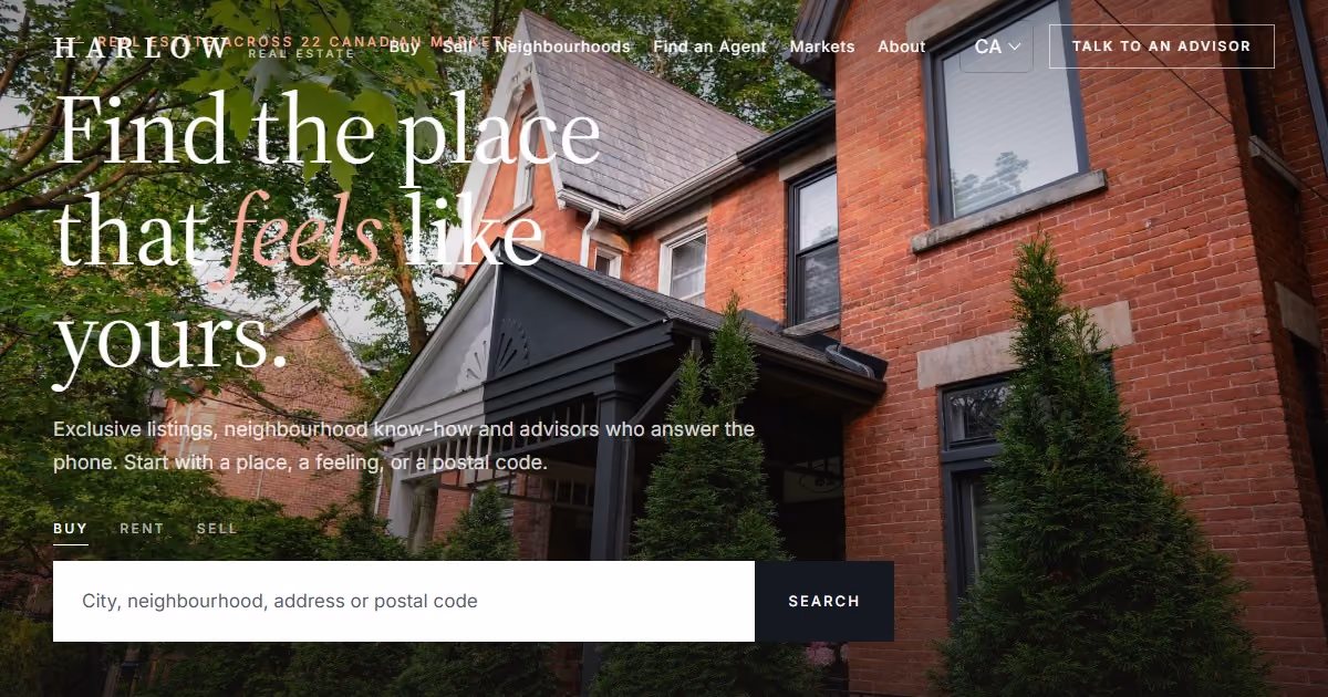 Harlow Canada - real estate website design for a Toronto-led brokerage