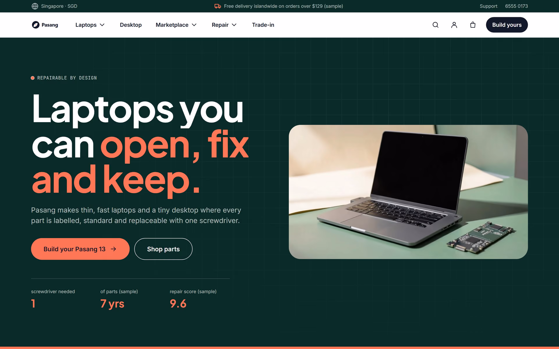 Pasang Singapore: Homepage, configurator and marketplace
