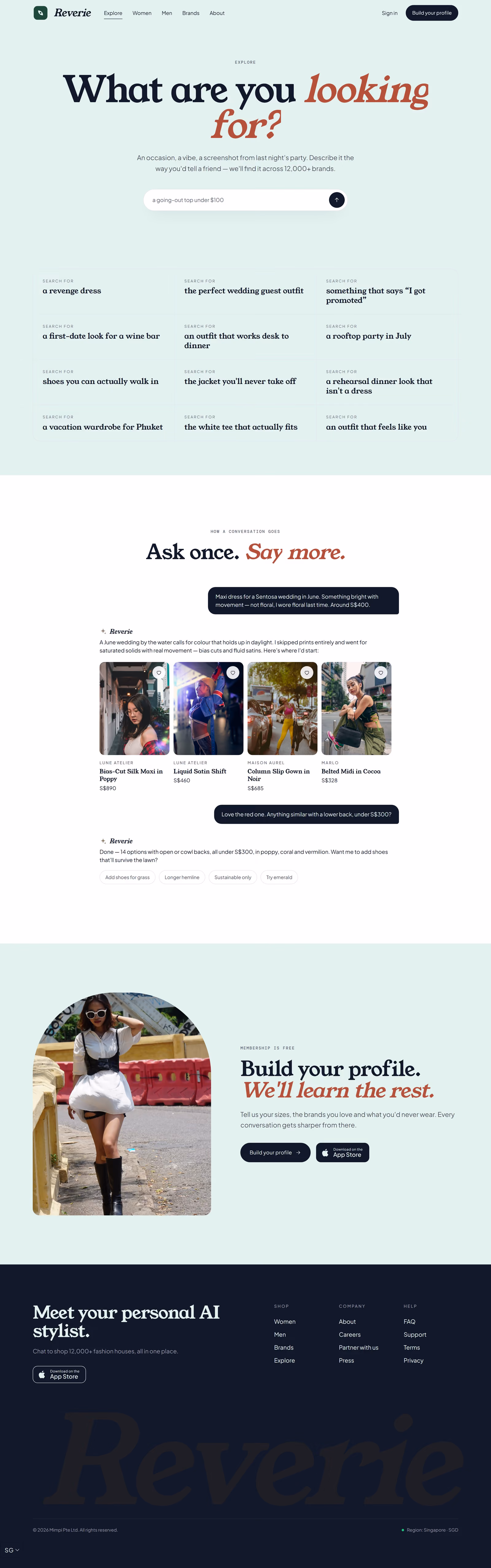 Mimpi Singapore: Homepage and key journeys