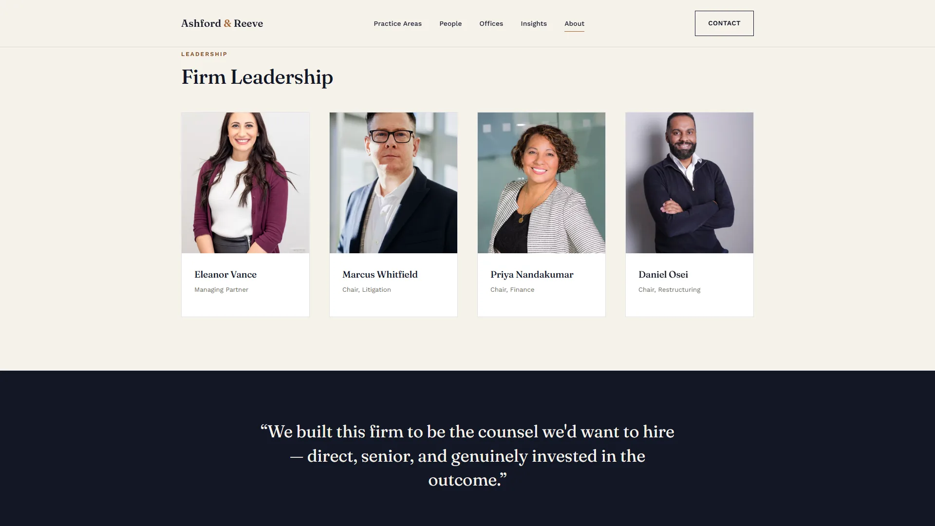 About page leadership grid