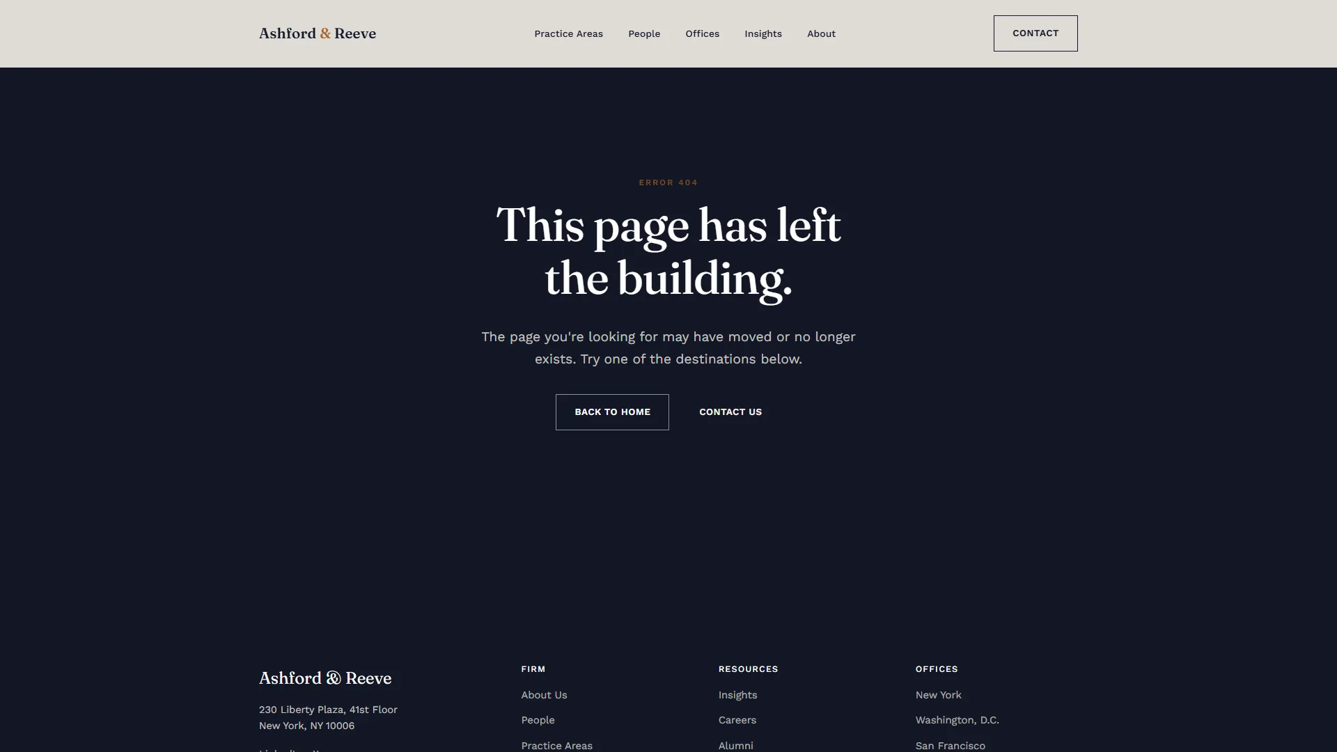 On-brand 404 page for a law firm website