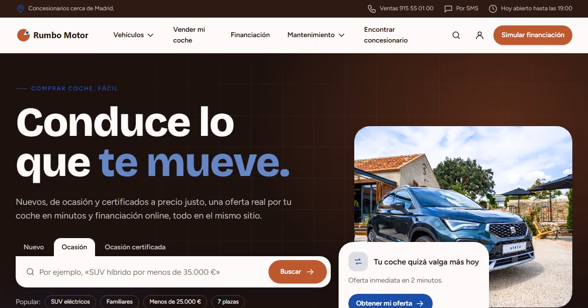 Rumbo Motor España: diseño web para concesionarios de automoción