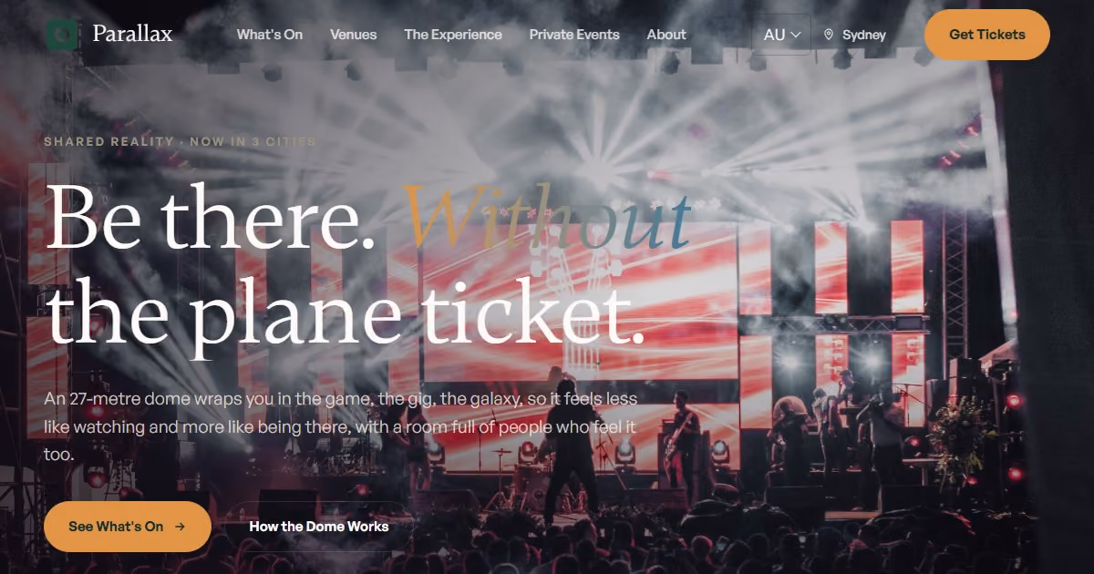Zenith Australia: Entertainment Website Design for a Shared-Reality Venue Brand