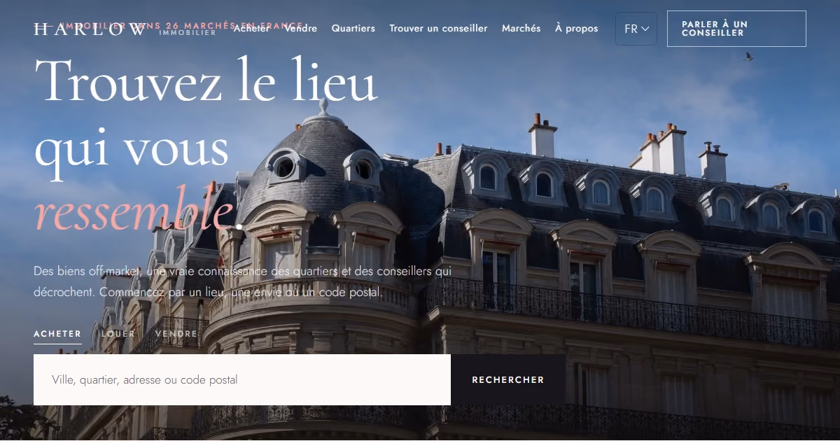 Harlow France - webdesign pour une agence immobilière parisienne