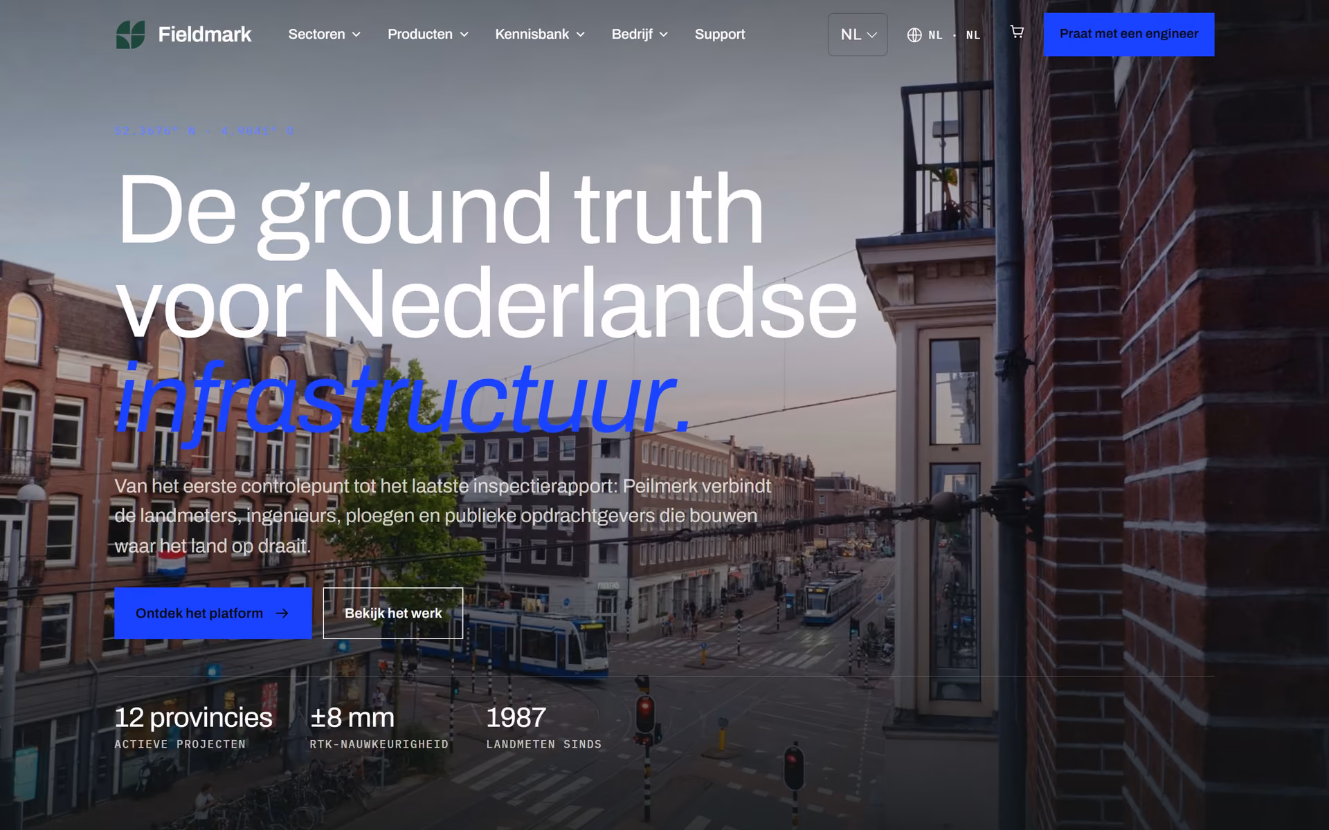 Peilmerk Nederland: Homepage en belangrijkste routes