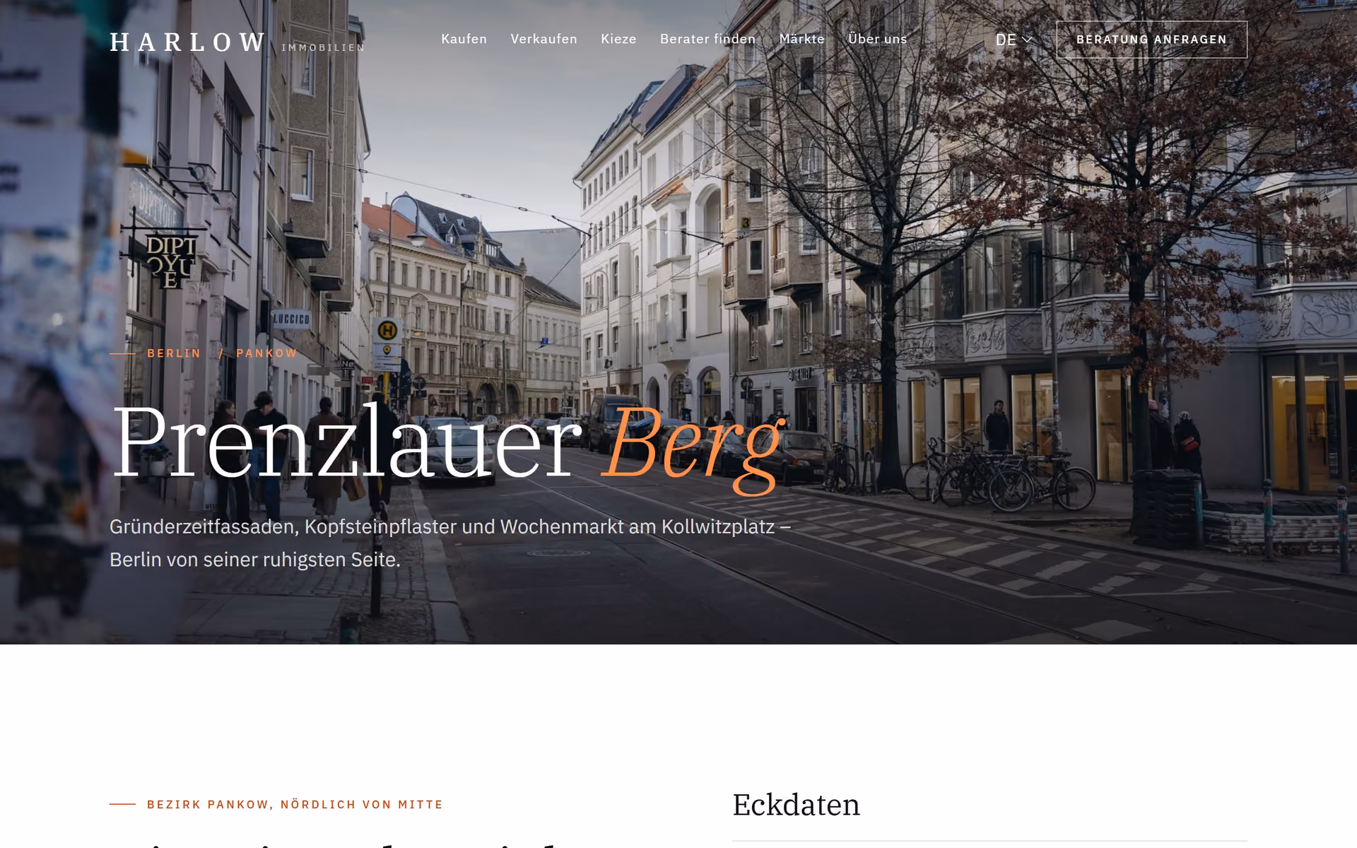 Kiezführer Prenzlauer Berg auf einer Maklerwebsite