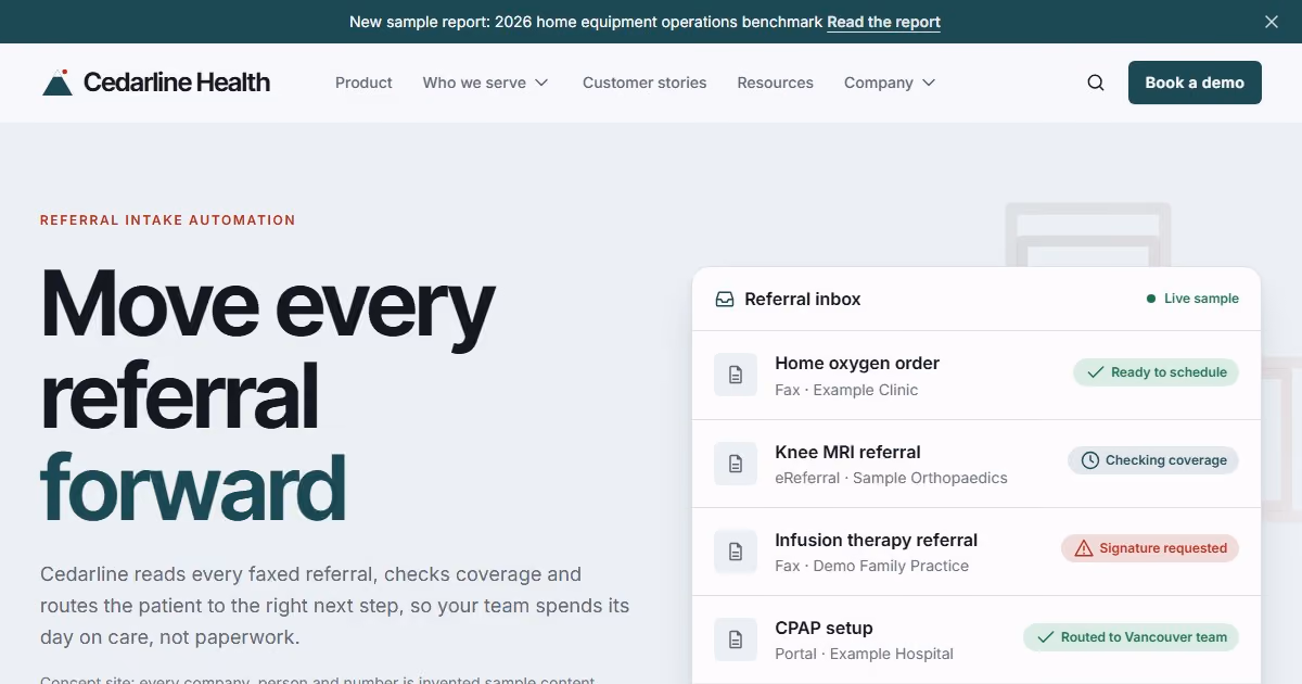 Cedarline Health Canada - healthcare referral platform design for a Toronto-led health tech company