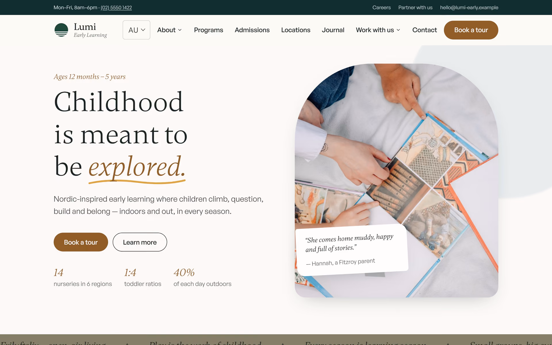 Wattle Early Learning Australia: Homepage and key journeys