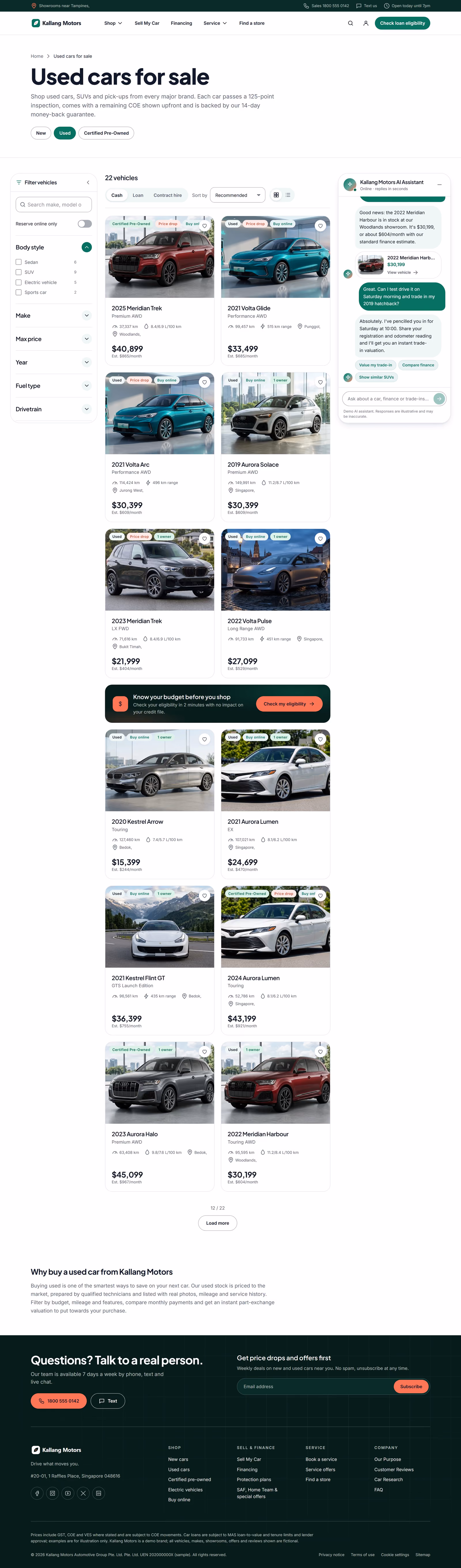 Kallang Motors Singapore: Homepage, inventory and finance