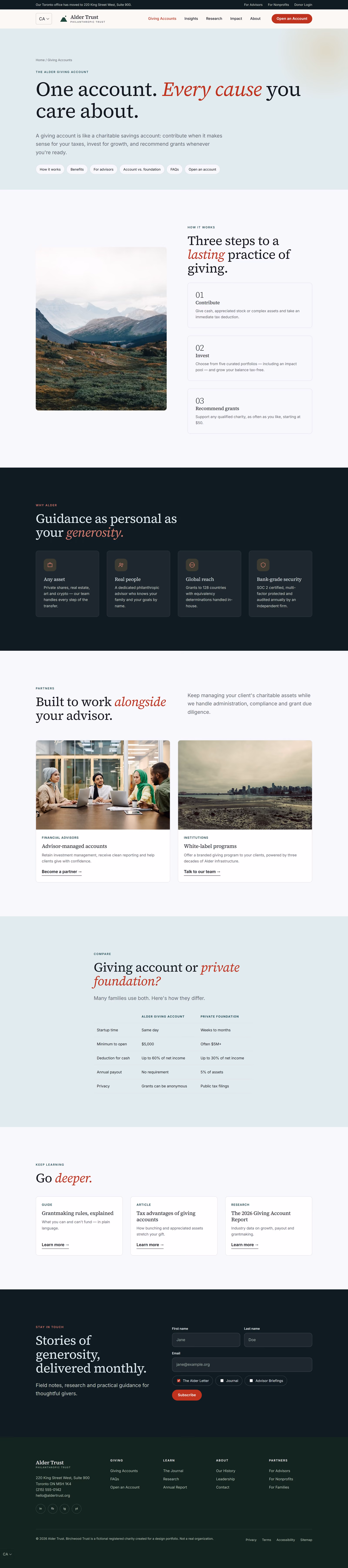 Birchwood Trust Canada: Homepage and key journeys