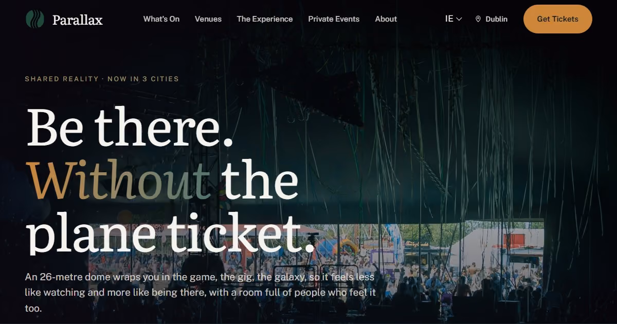 Spéir Ireland: entertainment website design for a Dublin-led shared-reality venue brand