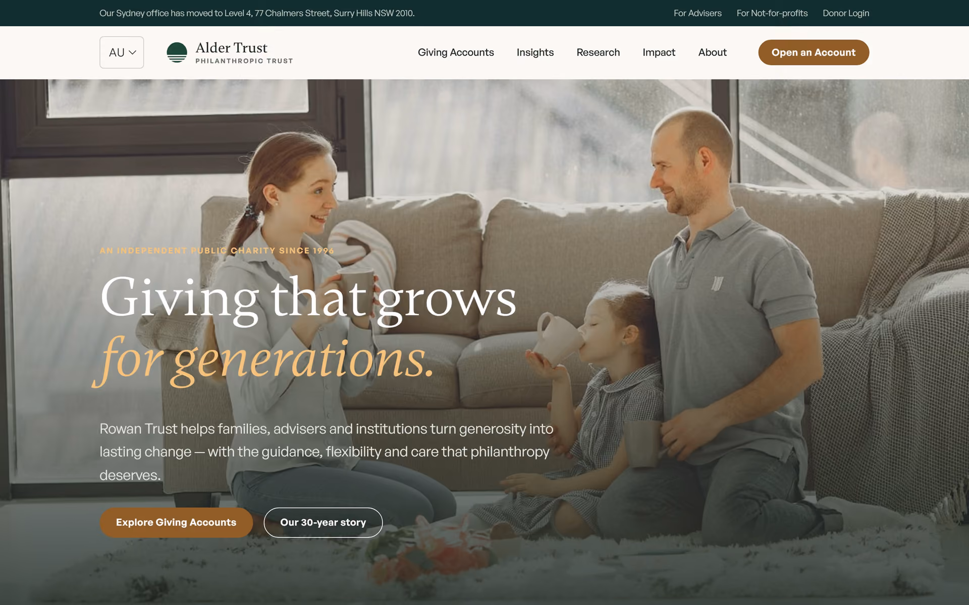 Ironbark Trust Australia: Homepage and key journeys