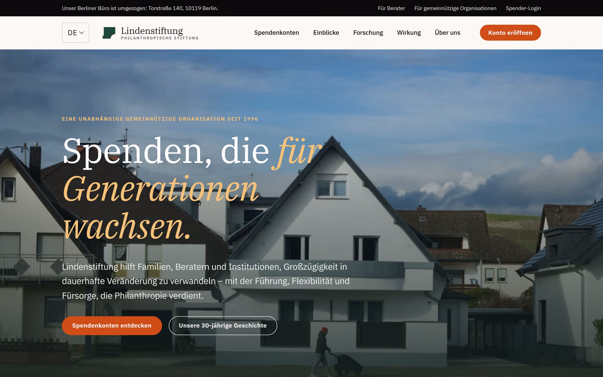 Lindenstiftung Deutschland: Startseite und zentrale Seiten