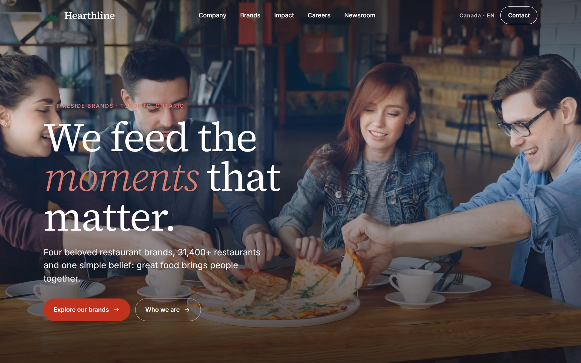 Fireside Brands Canada: Homepage and key journeys