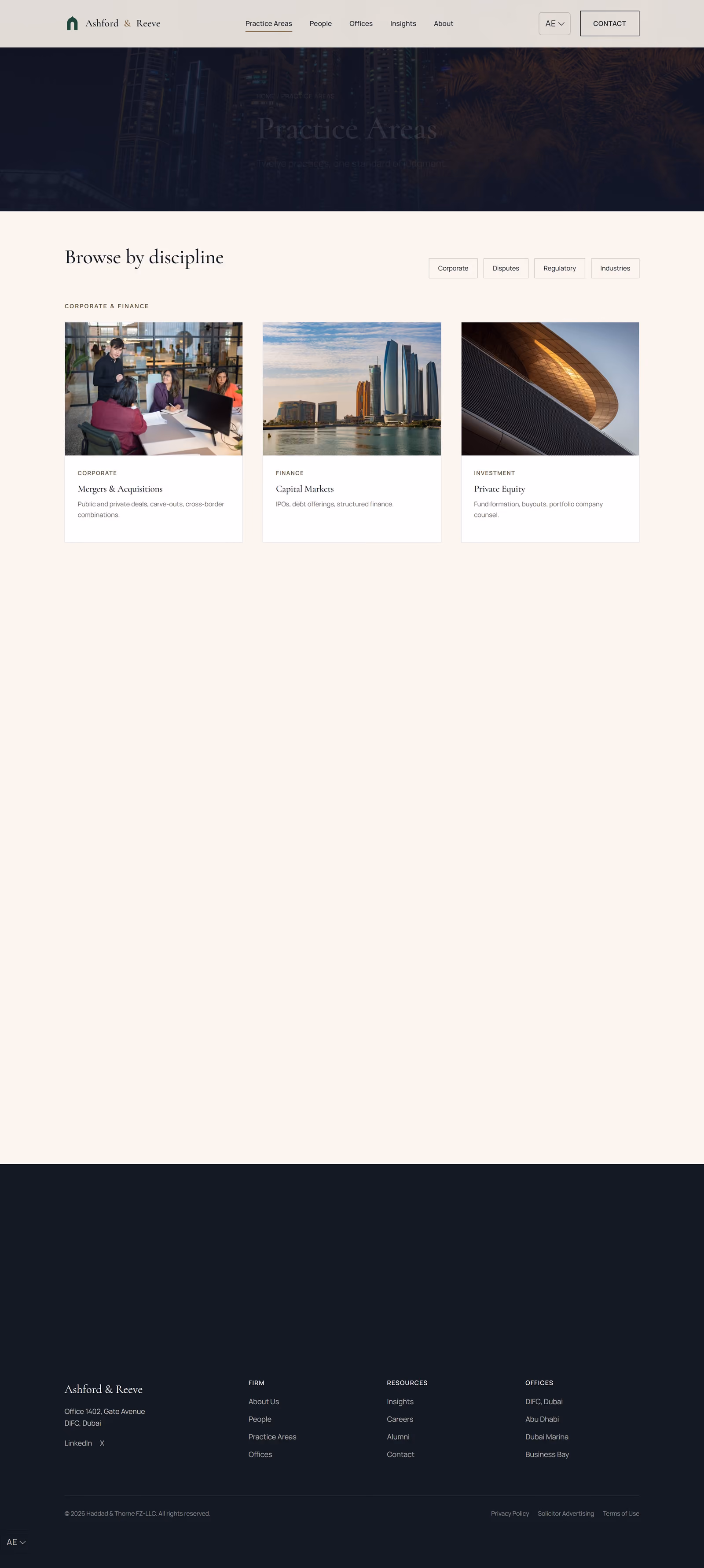 Haddad & Thorne UAE: Homepage and key journeys