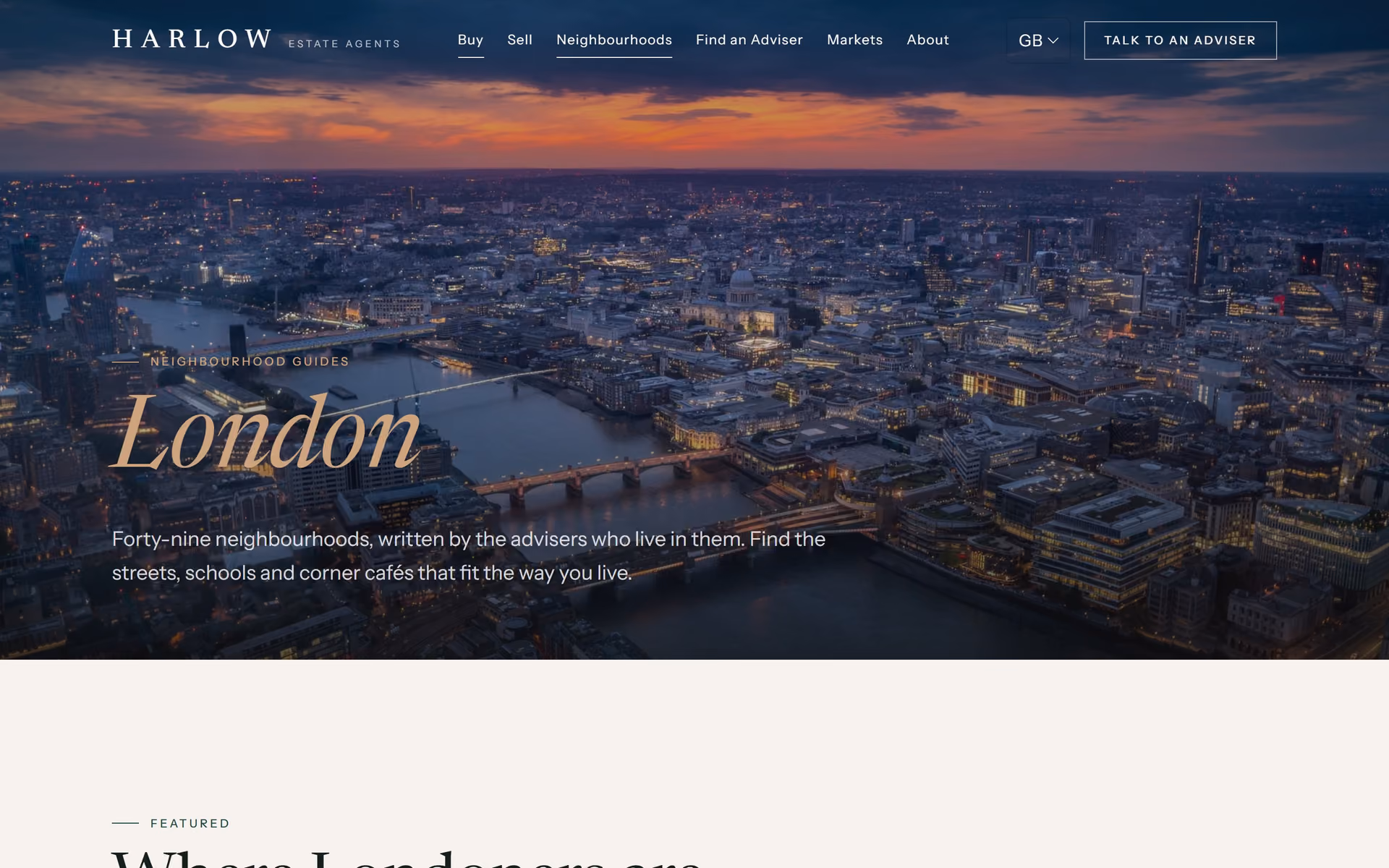 London neighbourhood guides with West, North and East London filters