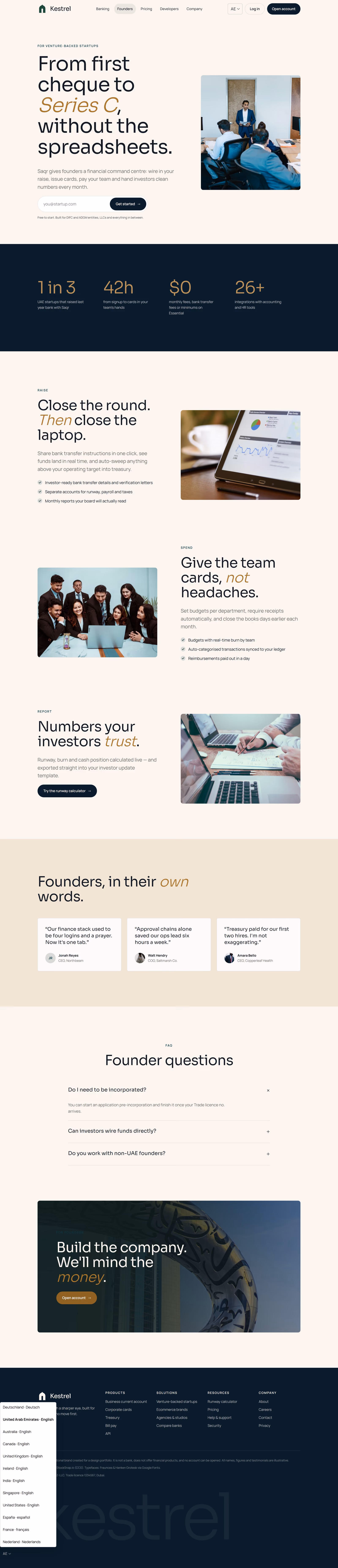 Saqr UAE: Homepage and key journeys