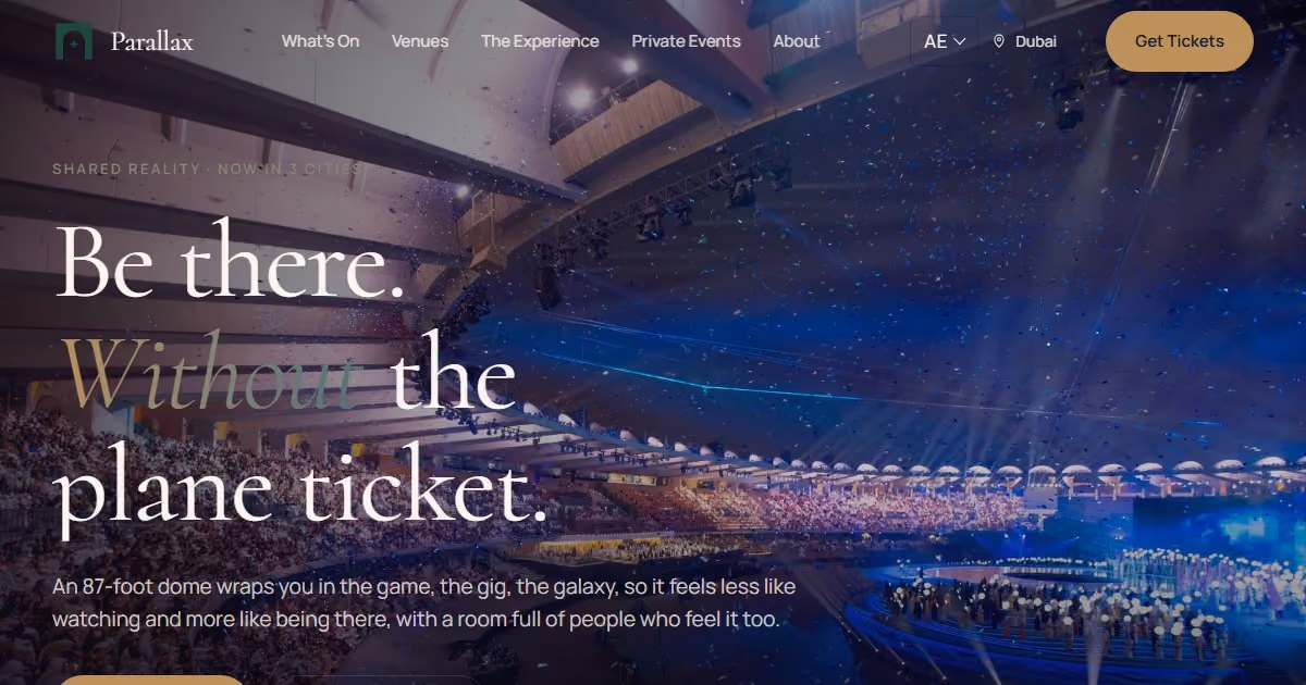 Sama UAE: entertainment website design for a shared-reality dome brand in Dubai
